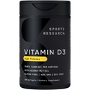 Športový výskum Vitamín D3 1000iu (25mcg) Infúzia s kokosovým olejom ~ Immune & Bone Support ~ Non-GMO Overené, Soy & Gluten Free (360 Mini Tekuté Softgels)