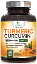 Turmeric Curcumin Supplement 2600mg - 95% Curcuminoids with Organic Turmeric & BioPeric Black Pepper Extract for Best Absorbtion, Natural Vegan Joint Support, Non-GMO, Bottled in USA - 180 Kapsule
