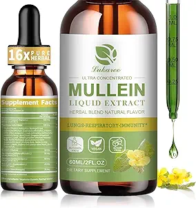 Mullein kvapky pre pľúca, Lung Detox & Cleanse, Vegan Mullein Leaf Extract Tinktúra s chlorofylom bazy atď., Prírodné bylinné doplnky pre dýchacie cesty, Immune, 30 Servisov