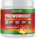 Postavený nature Pre Cvičenie Powder s Beta Alanine, Kreatín Monohydrát, BCAA, L Citruline, L Arginine a Caffeine - Strawberry Lemonade Flavor - 25 Serviv
