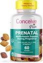 KONCEIVE PLUS prenatálne Gummy - DHA, kyselina listová, vitamín D3, C, zinok, a Omega 3, prírodné citrón + malinová príchuť, 60 Počet, 30 Day Supply