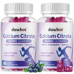 Dusičnan vápenatý, Žuvateľný vápnik Dusičnan 1000 mg pre kosť, svalová a imunitná podpora, Ultimate Absorpcia vápnik doplnky pre ženy a mužov, čučoriedky, 120 žuvačky