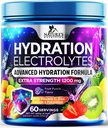 Hydratačný Elektrolyt Powder 1200mg - Denný tekutý plazivý nápoj Mix - Electrolyte Multiplier s minerálmi, draslíkom a skutočnou soľou, Keto, NeGMO - Chutné ovocné príchute Elektrolyty - 60 Servisné služby