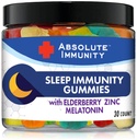Absolútna imunita- Zinok a bazový spánok Gummy s Melatonin, 100% Drug Free Sleep Aid, Imunity System Support, Dospelí a deti 30ct