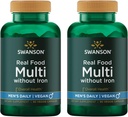 Swanson Real Food Multi Mužské multivitamínové multiminerálne Mužské zdravotné prostaty Stresová reakcia Rebrík Supplement Vegan Gluten-free non-GMO 90 Veggie Kapsule Veg Caps (2 balenia)