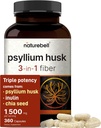 NatureBell Psyllium Husk Fiber Supplement, 1500mg Per Serving, 360 Kapsule 
