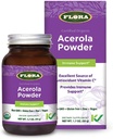 Prášok Flora - Acerola, denná imunosupresia s vitamínom C, bezlepkový a vegánsky vitamín C Antioxidačný prášok, 1,7-oz. Sklenená fľaša