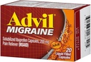 Advil Migrain 20's Size 20ct Advil Migréna bolesť úľava Tekutina Plnené kapsuly 20ct