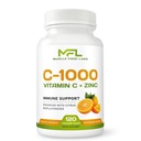 Vitamín C + ZINC - 1000 - VIT C 1000mg - Zinok 25mg - Citrus Bioflavonoidy 25mg - Non-GMO & Gluten Free - 120 Kapsule