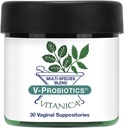 Vitanica V-Probiotiká - Probiotiká pre ženy - Vaginálne domnienky s Lactobacillus Rhamnosus, Gasseni & More - Ženské zdravotné doplnky - Pro Logo - 30 Vaginálne predpoklady