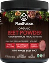 Plantfusion Organic Beet Root Powder - Superfood Beet Supplement to support blood flow & Circulation - Fermented Whole Food Nutrition - Non-GMO, Vegan, Gluten-free, 6,34 oz 30 Servings