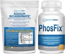 Organické Sodík bikarbonát Alkalický doplnok Bundle 2LB prášok pre alkalickosť, Obličky & Acid Podpora + PhosFix 120 Pilulky Fosfor Binder pre zdravé hladiny fosforu a obličky Zdravie Renálna podpora