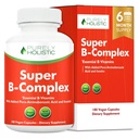Vitamín B komplex - 8 Super B komplex vitamínov s cholínom a inozitolom, vitamíny B1, B2, B3, B5, B6, B8, B9 & B12 - B100 komplex - 180 Vegánskych kapsúl - 6 mesiacov dodávky - vyrobené v USA