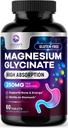 Magnesium Glycinate Chelated for Max Absorption - Supports Bone, Muscle, Nerves & Heart Health, Nature's Sleep and Stress Support, Best Magnesium Supplement Pills for Whole Body Support - 60 Tablets
