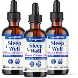 LIKVIDNÁ HEALTH Spánok Dobre Natural Sleep Aid Melatonin kvapky - Lepší spánok a nálada, Relax & Pokojná myseľ, pád Asleep Rýchlejší pobyt Asleep dlhšie - Vyrobené v USA, Vegan, Bez cukru, Bez drog, Non-GMO (3 balenie)