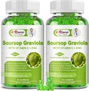 2 balenie Soursop Graviola Gummies Supplement, Original Soursop zanecháva extrakt s vitamínmi C & Zinok pre ženy a mužov, Multivitamínové polievkové ovocie Supplement for Imunity & Antioxidant & Energy