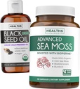 Čierny olej zo semien Tekutý a morský moss (2-Month Supply) Sea & Seed Fusion Bundle - Black Seed Oil Liquid (16fl.oz) Premium Cold-Pressed Clack Cumin Seed Oil & Organic Irish Sea Moss with BioPerine - Vegan