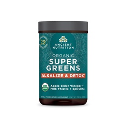 Staroveká výživa Supergreeny Alkalize & Detox Powder, Organické Superfood Powder vyrobené z reálneho ovocia, Zelenina a bylinky, na podporu trávenia a energie, 25 Servisov, 7.5oz