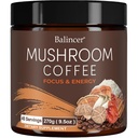 Hubová káva, 6 adaptogénnych húb s Lion's Mane, Cordyceps, Turkey Tail & More, Instant Mushrom Coffee for Focus, Energy, Immune & Digestion Podpora