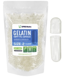 XPRS Nutra Size 2 prázdne kapsule - 1000 gróf jasné prázdne želatínové kapsule - Pilulky DIY Kapsule plnenie - Pure Bovine Pill Gel Caps pre Do-It-Ty sám Doplnky