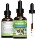 Pet Wellbeing Respir-Gold pre psy - podporuje zdravé dýchanie, Open Airways, Podpora dýchania, Black Cumin, Horehound, Grindelia - Veterinarian-formulované bylinné doplnky 2 oz (59 ml)