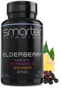Inteligentnejšie bazové kapsule + vitamín C + zázvor a zinok, bylinné doplnky, silný čierny bazový extrakt Berry Antioxidant Vitamín, 60 Vegan pilulky