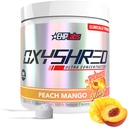 EHP Labs OxyShred Predcvičený prášok - Prášok pred cvičením s L glutamínom a acetylom L karnitín, Energy Boost Drink - Peach Mango, 60 Servings