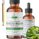 Ginkgo Biloba Extract Liquid 2 Fl Oz, Doplnky pre funkciu mozgu a podporu pamäte, bez alkoholu, Vegan - 2 Fl Oz