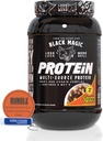 Celosvetová výživná zmes: Čierna mágia Multi-zdroj Casein Protein Powder-Whey, Egg Albumin Enzymes, Micellar Casein & MCT-Muscle Mass Gaining Bodybuilding-Chocolate PB Puffs 2LB & Keychain