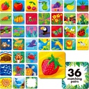 Memory Matching Game, 72 PCS Nature Theme zodpovedajúce karty pre batoľatá 36 Páry pamäťové karty pre predškolské 4 5 6 rokov