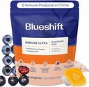 Blueshift Immune Ultra - 5-in-1 Immune Support Powder Drink Mix, Immune Defense Vitamín Supplement with Vitamin C, Zinok, Superfoods, Antioxidants, Pre and Probiotics - Blueberry Acai Pods (14 balenie)