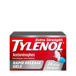 Tilenol Extra sila Acetaminophen Rýchle uvoľňovanie Gély, Extra sila bolesť Reliever & Horúčka Redukcia, Gelcaps s laserom vrtné diery, 500 mg Acetaminofén, 24 ot