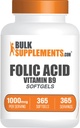 BulkSupplementments.com Folic Acid Softgels - vitamín B9, kyselina listová 1000 mcg, folátový doplnok - bez lepidla, 1 Softgel per Serving, 365 Počet (Pack of 1)