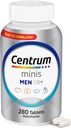 Centrum Minis Silver Multivitamín pre mužov 50 Plus, Multivitamín/Multimineral Supplement, Vitamín D3, B-vitamíny a zinok, non-GMO zložky, podporuje pamäť a kognitívne u starších dospelých - 280 Ct