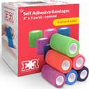 Ever Ready First Aid Self Adherent Cohesion Bandages 3" x 5 Yards - 24 Count, Rainbow Farby