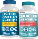 4-in-1 rybí olej Omega 3 doplnky (2100mg) - Omega 3 rybí olej s vitamínmi D3 & K2 a CoQ10 & 28-in-1 Quercetin s hypromelínom doplnok pre každodennú podporu imunitnej obrany (120ct)
