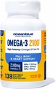 Oceanblue Professional Triple Strength Omega DPA Fish Oil Supplements 2100mg, High Potency EPA DHA, Wild Caught, Burpless, 69 Servings (138 gróf Natural Orange Flavor)