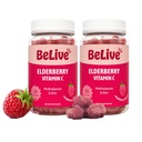 BeLive bazové Gumičky so zinkom a vitamínom C - Imunitná podpora doplnok s vitamínom D, A, E, B12 - Gumičky pre zdravé kosti a zuby, Vegan, Keto & Non-GMO - Malinová príchuť 2-Pack