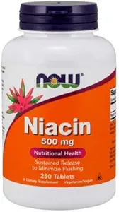Niacín, 500 mg, Tr 250 Tabs by Now Foods (Pack of 3)