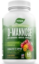 100% Pure D- Mannose Kapsule 1000 mg s brusnicou, Hibiscus, a púpavkový extrakt, rýchle pôsobenie Professional UTI Prevention Formula pre močových ciest zdravie a podporu močového mechúra