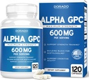Alpha GPC Choline Kapsule - 120 Gróf, 600mg Servisné služby (Pomoc pre podporu mozgu, ktorá podporuje zameranie, pamäť, motivácia, a energia (Tretia strana testované, Vegan Safe Made in The USA) Podpora mozgu doplnok