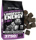 Bully Max 2-in-1 Anti-Aging Multivitamínové žuvačky - Senior Dog Food Supplement for Vitality, Imunita, Spoločná podpora s postbiotikami - Dospelý pes vitamíny pre malé a veľké plemená - 75 Chutné mäkké žuvačky