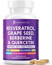 JB Wellness Resveratrol Grape Seed Extract, Berberine, Quercetin - Polyfenol Supplement for Women and Men with Noni Extract, N-Acetyl Cysteine, Acai Extract - 60 Kapsule