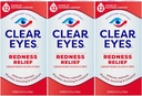 Clear Eyes Redness Eye Relief Eye Drops, 0,5 Fl Oz, balenie 3 ks