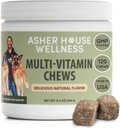 Asher House Wellness Dog Multivitamínové žuvačky - Psie vitamíny a doplnky, Soft Chew for Pet Dogs with Probiotics, Ľanseed, Colostrum - Komplexná zdravotná podpora od Puppy to Senior, 120 Žuvs