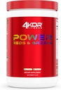 4KOR Fitness Power Reds & Greens: Energizujúci Greens Drink Vyrobené z antioxidant-Rich Superfoods, Gluten-free a Vegetariánska, 30 Služobné (1 fľaša)