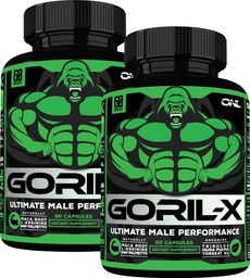 Testosterón Booster doplnok pre mužov - Goril X Cvičenie mužské vylepšenia Pills 1000mg - Zväčšiť veľkosť, silu a energiu - s horúčkovitou kozou burinou, Tongkat Ali & Tribulus Terrestris - 60 kapsúl (2ks)