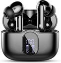 Bezdrôtové slúchadlá, Bluetooth 5.4 Slúchadlá Bass Stereo, slúchadlá so zvukom Zrušiť Mic LED displej, IP7 vodotesné v ušiach slúchadlá, 36H Playtime pre notebooky Pad telefóny športové cvičenie, čierna