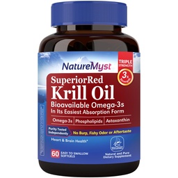Krill Oil 1000 mg Softgels, Krill Omega-3s, EPA, DHA, Astaxantín a fosfolipidy, 60 Count (Pack of 1), Non-GMO, No Gluten, Made in The USA