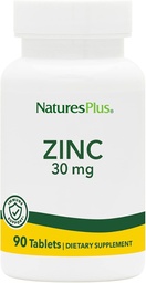 NaturesPlus Zinkové tablety - 30 mg, 90 Vegetariánskych tabliet - Doplnok k imunitnému systému pre bunkový rast a opravy - Podporuje zdravé trávenie, metabolizmus a vízia - bezlepkové - 90 Servisov